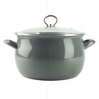 GARNEK EMALIOWANY TRADYCYJNY HELENA SZARY Z POKRYWKĄ 5L 22CM