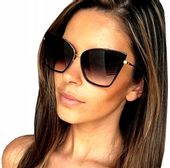 Damskie Okulary Kocie Oko Czarne Cieniowane Szkła