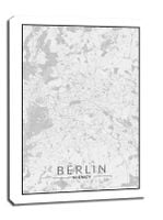 Berlin mapa czarno biała - obraz na płótnie 50x70 cm