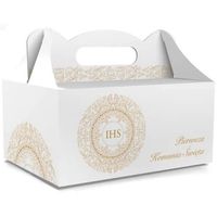 Pudełka na ciasto podziękowanie dla gości Komunia Święta IHS, 5 szt.