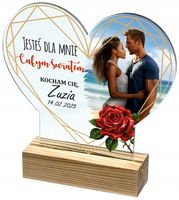 WALENTYNKI serce prezent ze zdjęciem zakochanych statuetka personalizacja
