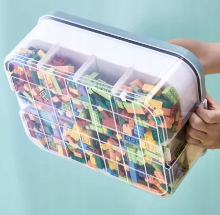 PUDEŁKO NA KLOCKI POJEMNIK NA LEGO PLASTIKOWE Z PRZEGRÓDKAMI 4 POZIOM dosmo na Arena.pl
