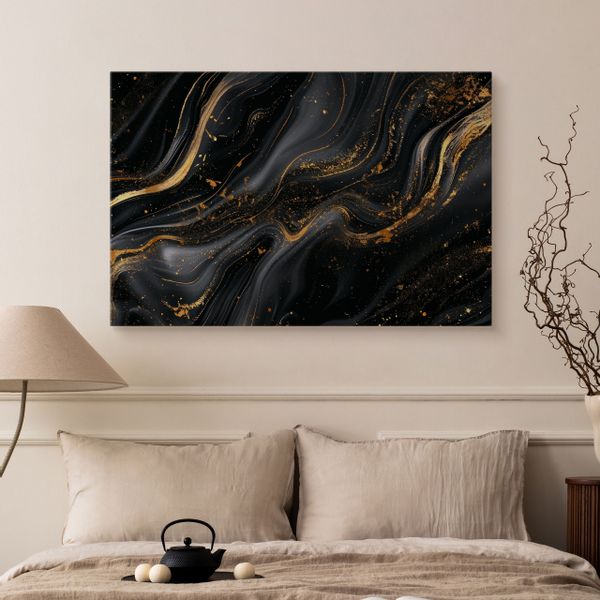 Obraz Do Sypialni Czarny Marmur Styl Glamour Abstrakcja 100cm x 70cm zdjęcie 5