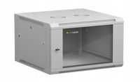 Szafa wisząca RACK 19" 6U, 600mm, Netrack F-Line, szara, drzwi szklane, otw