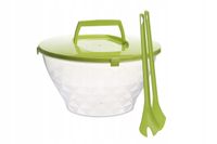 MISKA MISA DO SAŁATY ZIELONA POKRYWKA ZE SZTUĆCAMI