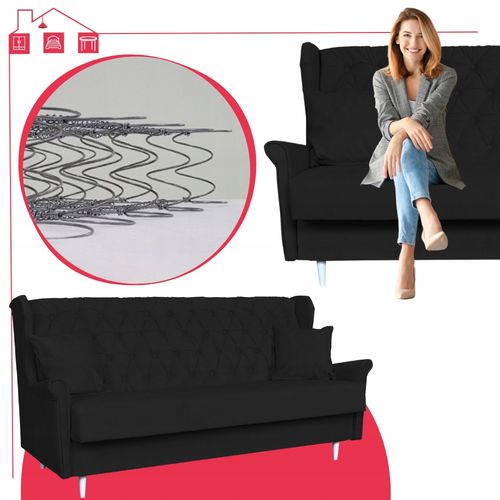 Zestaw wypoczynkowy do salonu z funkcją spania Gaja CZARNY Family Meble na Arena.pl