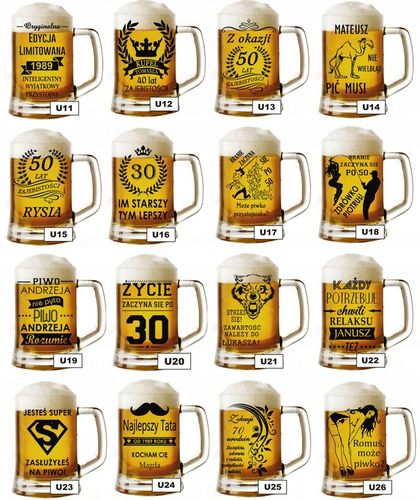 Kufel do piwa z grawerem NA DZIEŃ MĘŻCZYZNY WALENTYNKI Urodziny inne okazje na Arena.pl