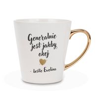 Kubek do Kawy Latte 300 ml ze Złotym Uchwytem z Nadrukiem dla Przyjaciółki