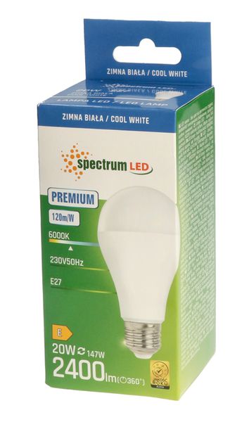 Żarówka LED GLS E27 20W barwa zimna PREMIUM 10 SZTUK SPECTRUM LED zdjęcie 4