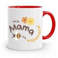 Kubek Czerwony Dla Mamy Moja Mama Jest Wspaniała Z Nadrukiem Ze Zdjęciem