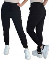 D03 (S-4XL)Eleganckie SPODNIE dresowe CZARNE Plus Size Wygodne S/M