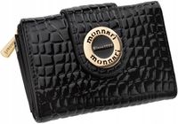 Portfel Damski Czarny Lakierowany Skóra Naturalna Monnari Mały Na Prezent