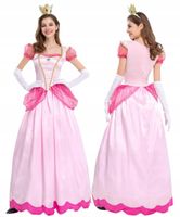 STRÓJ SUKIENKA KSIĘŻNICZKA PEACH MARIO COSPLAY KARNAWAŁ S / M 170 / 176 CM