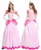 STRÓJ SUKIENKA KSIĘŻNICZKA PEACH MARIO COSPLAY KARNAWAŁ S / M 170 / 176 CM