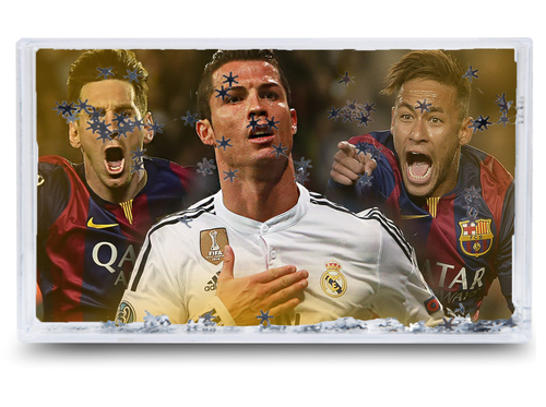 Akwarium - Ramka wodna 3D - Messi, Ronaldo, Neymar na Arena.pl