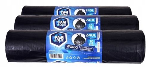 WORKI NA ŚMIECI BUDOWLANE 240L 30 szt Uniwersalne Duże Mocne Pam Folie na Arena.pl