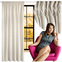 Zasłona kotara welurowa na taśmie 140x250 cm kremowa zaciemniająca gotowa