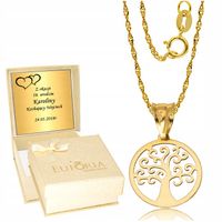 Złoty Łańcuszek 585 Naszyjnik Drzewko Szczęścia ZŁOTO 585 Grawer