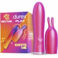 durex vibe & tease bunny - wielofunkcyjny wibrator wodoodporny usb 7 trybow