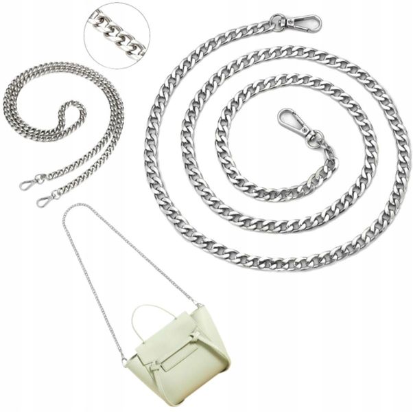 Pasek Do Torebki Torby Łańcuch Długi Srebrny Gruby zdjęcie 2