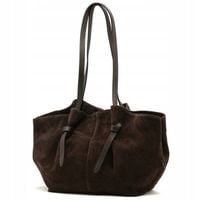 Czekoladowa torebka zamszowa shopper brąz SKÓRA ZAMSZ NATURALNY Vera Pelle