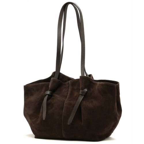 Czekoladowa torebka zamszowa shopper brąz SKÓRA ZAMSZ NATURALNY Vera Pelle na Arena.pl