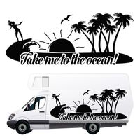 NAKLEJKA NA SAMOCHÓD TERENOWY dekoracyjna palmy surfing napis KAMPER 170 cm