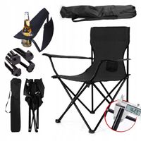 SKŁADANE KRZESŁO TURYSTYCZNE WĘDKARSKIE CZARNE