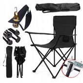 SKŁADANE KRZESŁO TURYSTYCZNE WĘDKARSKIE CZARNE