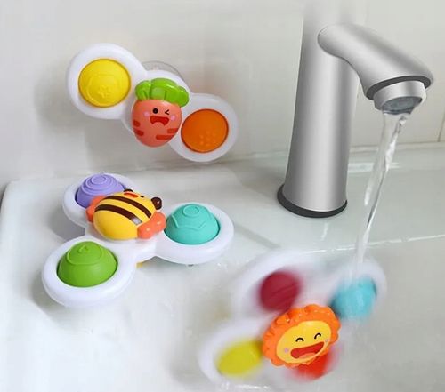 FIDGET SPINNER Z PRZYSSAWKĄ SENSORYCZNY OBROTOWY GRZECHOTKA KĄPIEL 3 SZTUKI na Arena.pl