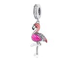 Rodowany srebrny wiszący charms do pandora flaming ptak bird cyrkonie srebro 925 CHARM262