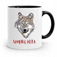 Kubek Czarny Prezent Na Dzień Ojca Samiec Alfa Z Nadrukiem Ze Zdjęciem