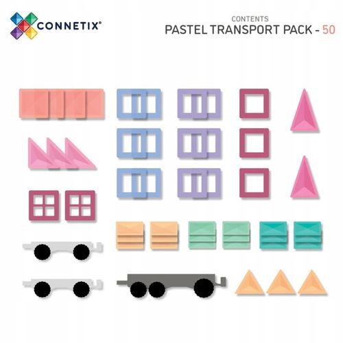 KREATYWNE KLOCKI MAGNETYCZNE POCIĄG 50 EL PASTEL TRANSPORT PACK CONNETIX na Arena.pl