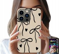 ETUI DO IPHONE 15 PRO MAX - BEŻOWE KOKARDKI WSTĄŻKA MODNE WZORY