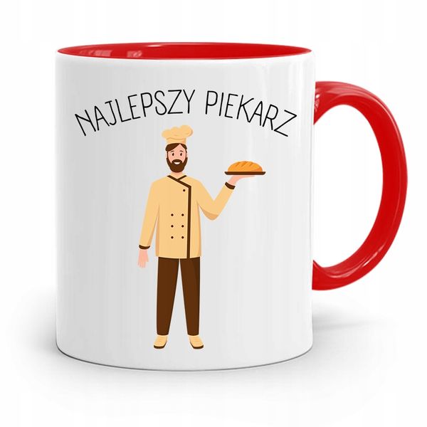 Kubek Czerwony Dla Piekarza Najlepszy Piekarz Z Nadrukiem Ze Zdjęciem zdjęcie 1