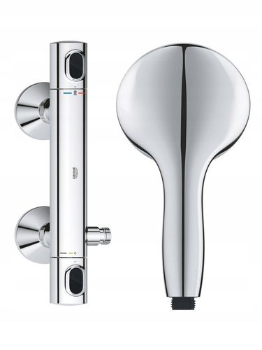 Zestaw prysznicowy GROHE Bateria Termostat Drążek Słuchawka Chrom 34800001 na Arena.pl