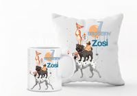 Zestaw PODUSZKA i KUBEK z nadrukiem PREZENT na urodziny dziecka z imieniem