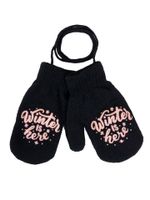 Rękawiczki dziecięce jednopalczaste ze sznurkiem czarne 10 YOCLUB