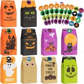TOREBKI NA HALLOWEN NA CUKIERKI SŁODYCZE 80 SZTUK + NAKLEJKI