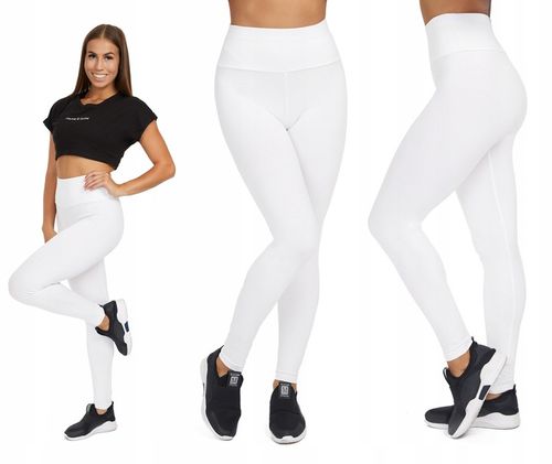 Legginsy z wysokim stanem wyszczuplające panel w pasie bawełniane M na Arena.pl