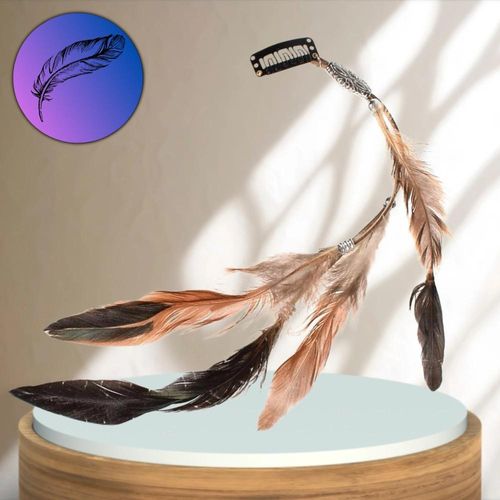 Spinka przypinka do włosów z beżowymi piórkami boho na Arena.pl