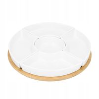 Półmisek FINCAN z białymi miseczkami i obrotową tacą 30 CM HOMLA