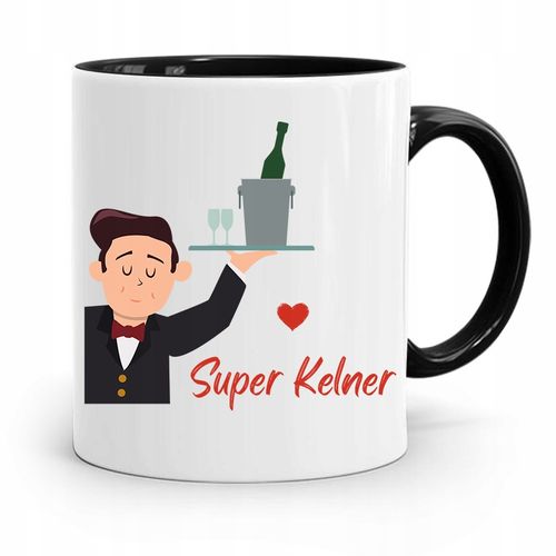 Dla Kelnera Kubek Czarny Super Kelner Prezent Z Nadrukiem Ze Zdjęciem na Arena.pl