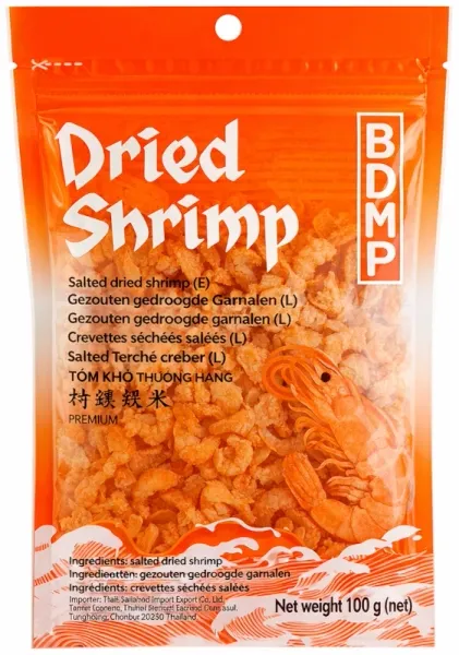 Suszone solone krewetki rozmiar L 100g - BDMP zdjęcie 1