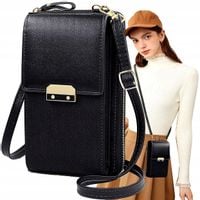 Czarna Torebka Kopertówka Na Telefon Portfel Etui