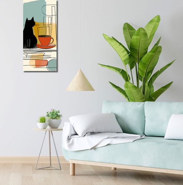 Obraz 30x70cm Kot i Kawa zdjęcie 2