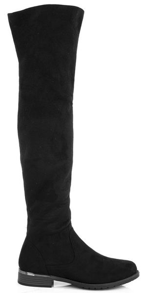 9078 CZARNE KOZAKI ZA KOLANO ZAMSZOWE WYSOKIE KLASYCZNE PŁASKI OBCAS zdjęcie 1