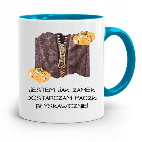 Kubek Błękitny Dla Kuriera Jestem Jak Zamek Z Nadrukiem Ze Zdjęciem na Arena.pl