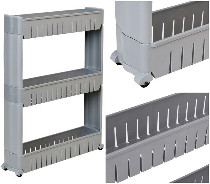 Półki łazienkowe na kółkach szare 3 poziomy Leira zdjęcie 1