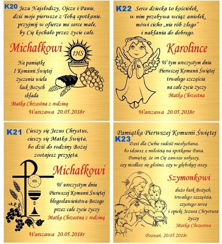 Łańcuszek Złoty Medalik Chrzest Komunia Grawer na Arena.pl